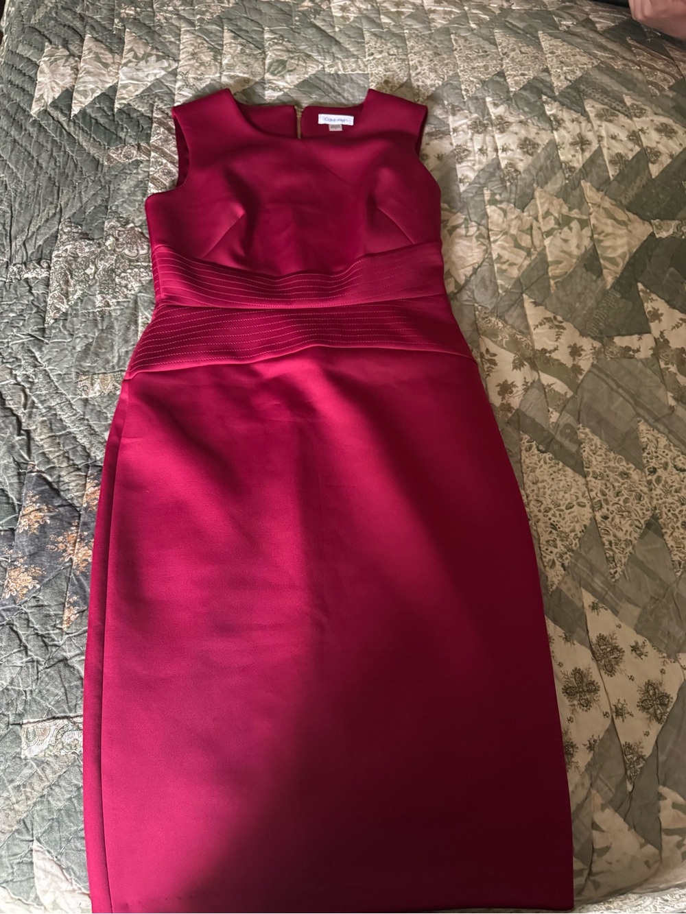 Calvin Klein Sleeveless Burgundy Midi Sheath Dress Size 6